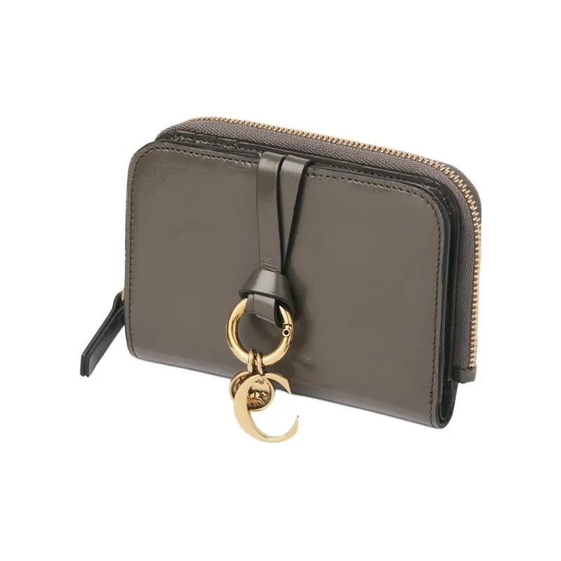 Chloe Alphabet Bright Calfskin Wallet Women's Flannel Gray-1