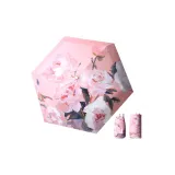 6-Rib Vinyl Flat Six-Fold Card-Shaped Umbrella in Peony Pink