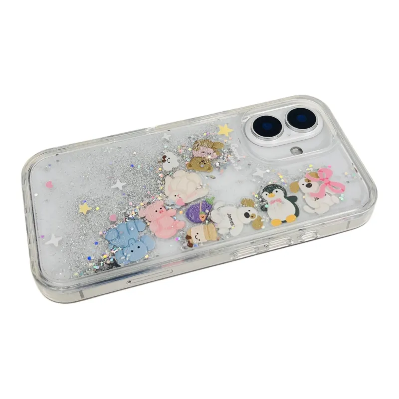 Sopi Acrylic Material Glitter Animal Quicksand Phone Cases Compatible With IPhone 16/15 Pro Max/Apple 13/14 Pro Max/12-3