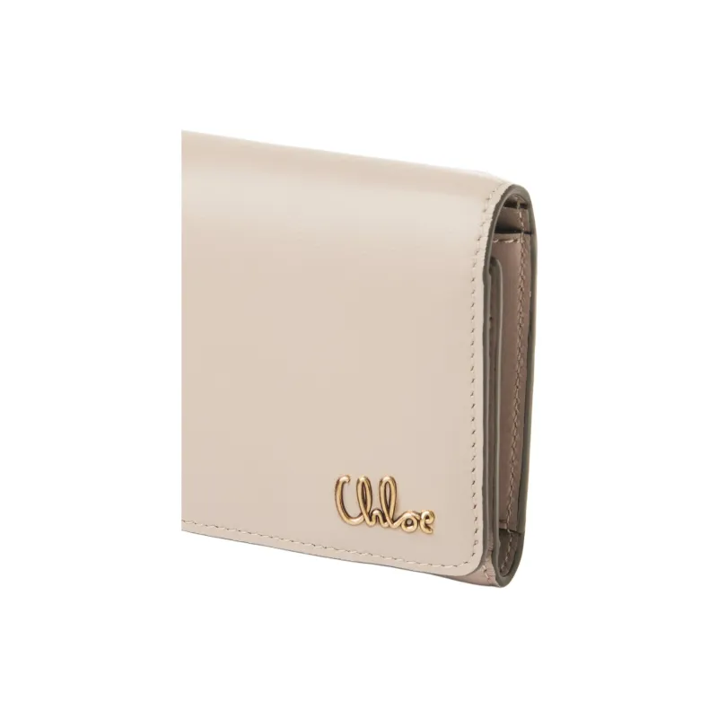 Chloe Shiny Calfskin Wallet Small Size Women's Cement Pink-4