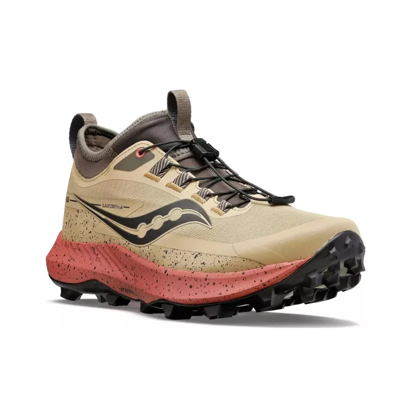 Saucony PEREGRINE 13 ST Anti Slip Wear Resistant Mid Top Trail Running Shoes Women's Tan-2