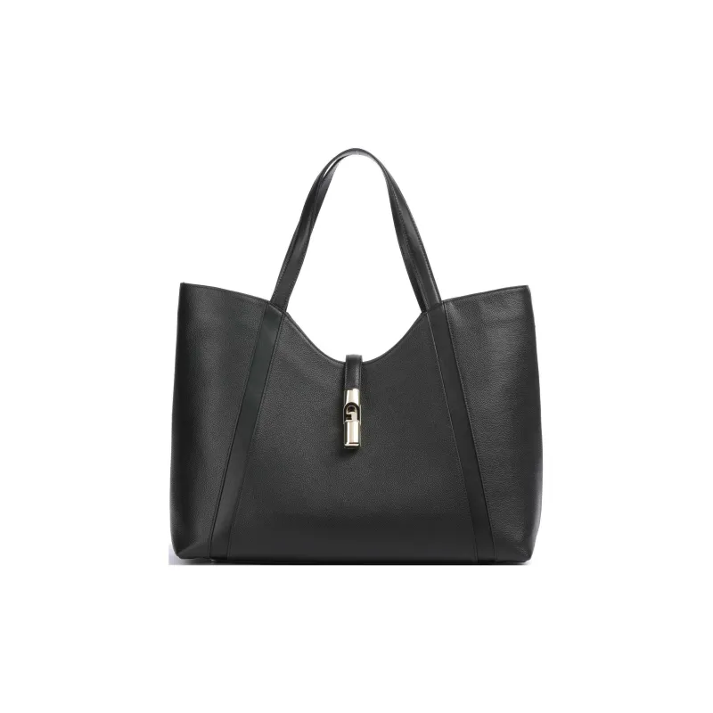 Furla Grain Leather One Shoulder Handbag Tubas Women's Black-0
