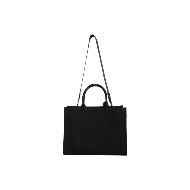 VERSACE Canvas Canvas Bag Tote Bag Toter Bag Shopping Bag Shoulder Bag Crossbody Bag Handbag Women's Black-2