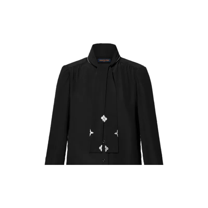 LOUIS VUITTON Monogram Accent Lavallière Blouse-3