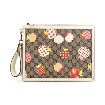 GUCCI Canvas Clutch Women's Ebony/White Candy Color
