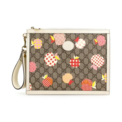 GUCCI Canvas Clutch Women's Ebony/White Candy Color