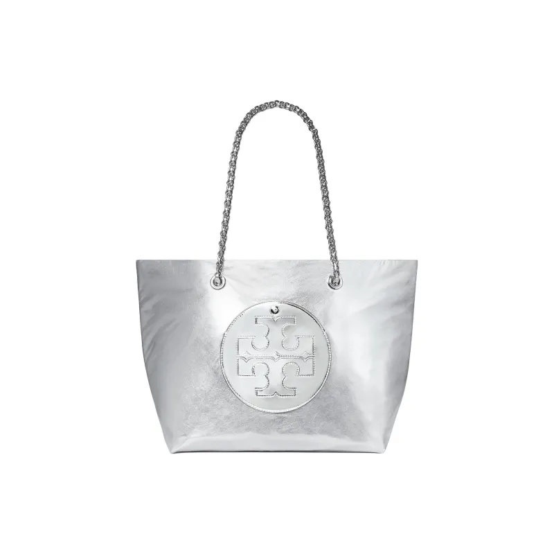 TORY BURCH Ella Nylon Tote Bag, Shopping Bag, Shoulder Bag, Handbag Tubas Women's Silver-0