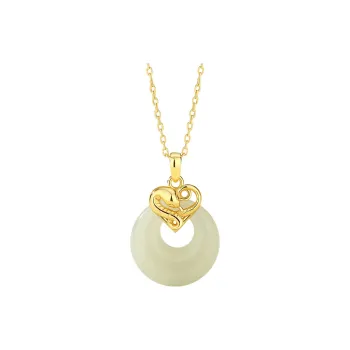 Royal Dragon Mirror Hetian Jade Necklaces Pale Greenish White Jade Women's