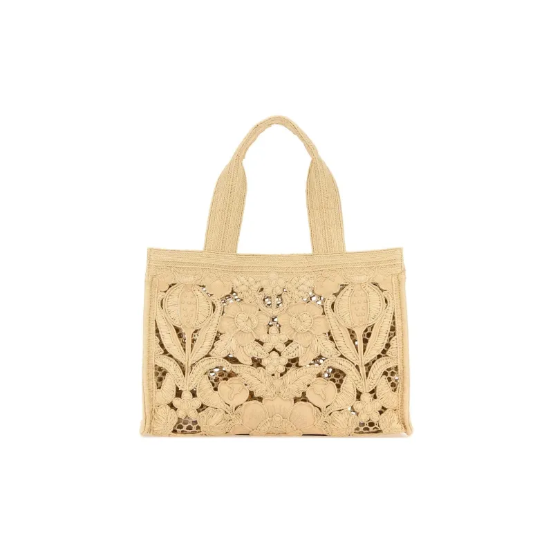 Valentino GARAVANI Raffia Tote Bag Shopping Bag Handbag Women's Beige Yellow-2