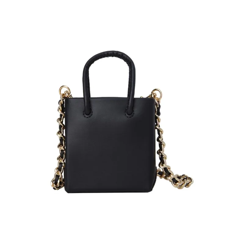 MOSCHINO Cow Leather Tote Bag Shopping Bag Shoulder Bag Crossbody Bag Handbag Small Size Women's Black-4