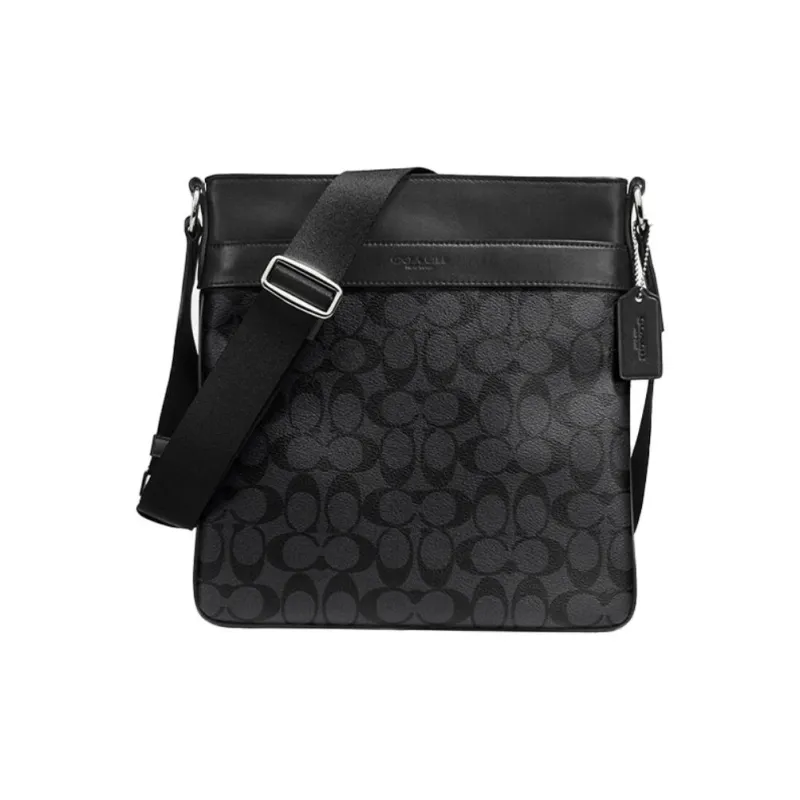 COACH Charles PVC Crossbody Bag Large Size Men's Gray Black-0