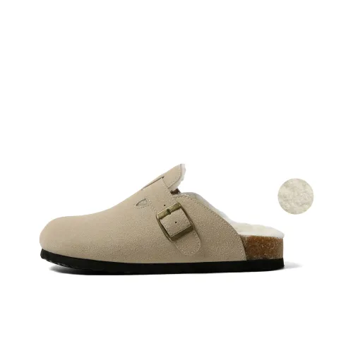 HUANQIU Quiet Abrasion-Resistant Slip-Resistant Wrap-toe Slippers Women's Khaki
