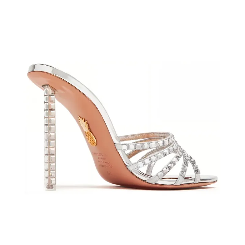 AQUAZZURA Tequila Crystal-embellished Mules-3