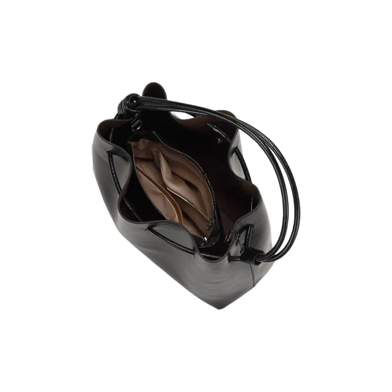 PAYOT Microfiber Synthetic Leather One Shoulder Handbags Regular Women's Black-4