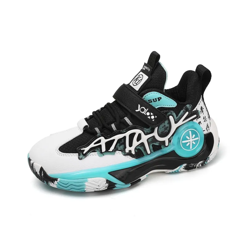 Yalu Basketball Shoes Unisex High Top Black Cyan Blue/Tianshan Purple-1