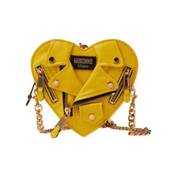 MOSCHINO Sheepskin Shoulder Bag Crossbody Bag Small Size Women's Yellow