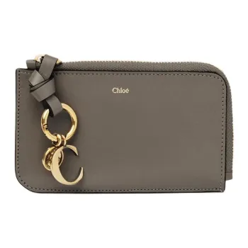 Chloe Alphabet Shiny Calfskin Wallet Women's Flannel Gray