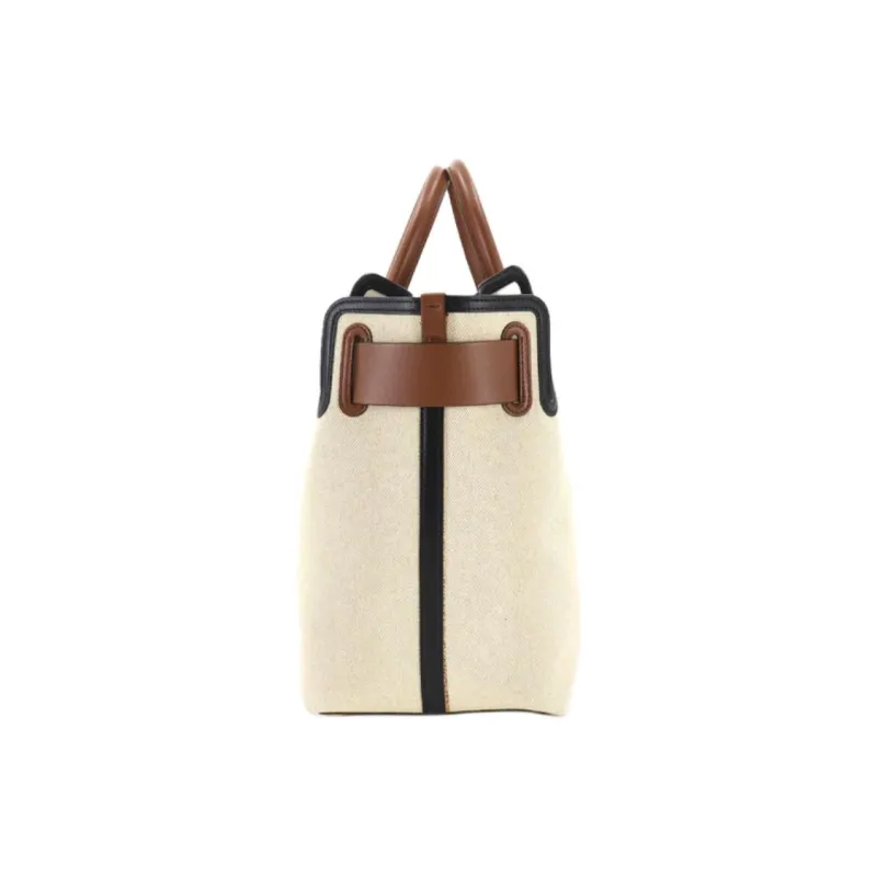 Burberry Cow Leather Tote Bag Shopping Bag Handbag Women's Beige Yellow-1