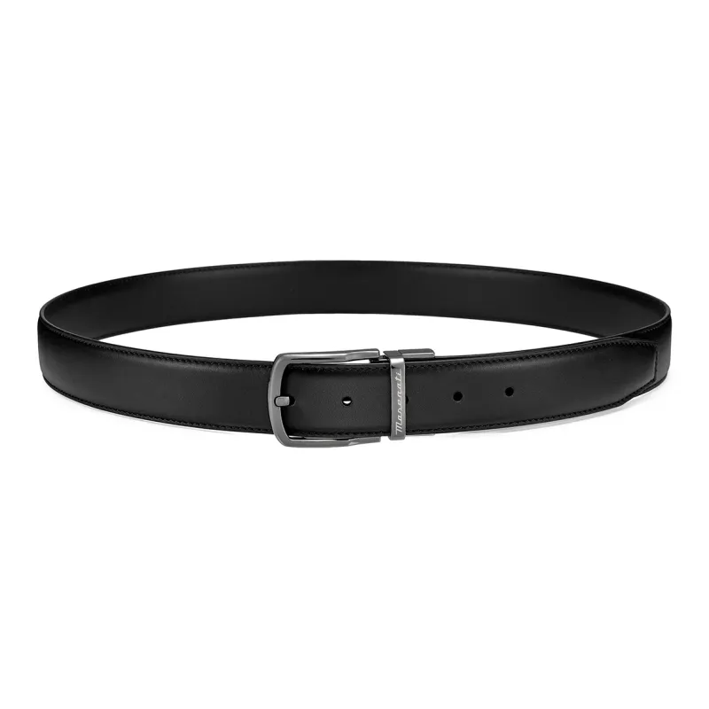 Maserati Cow Leather Belts Men's Black Width 3.4cm-7