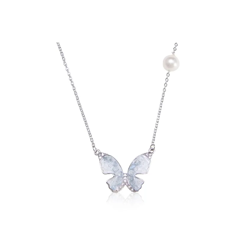 IDOKAWA Freshwater Pearl Necklaces Women's Blue White-0