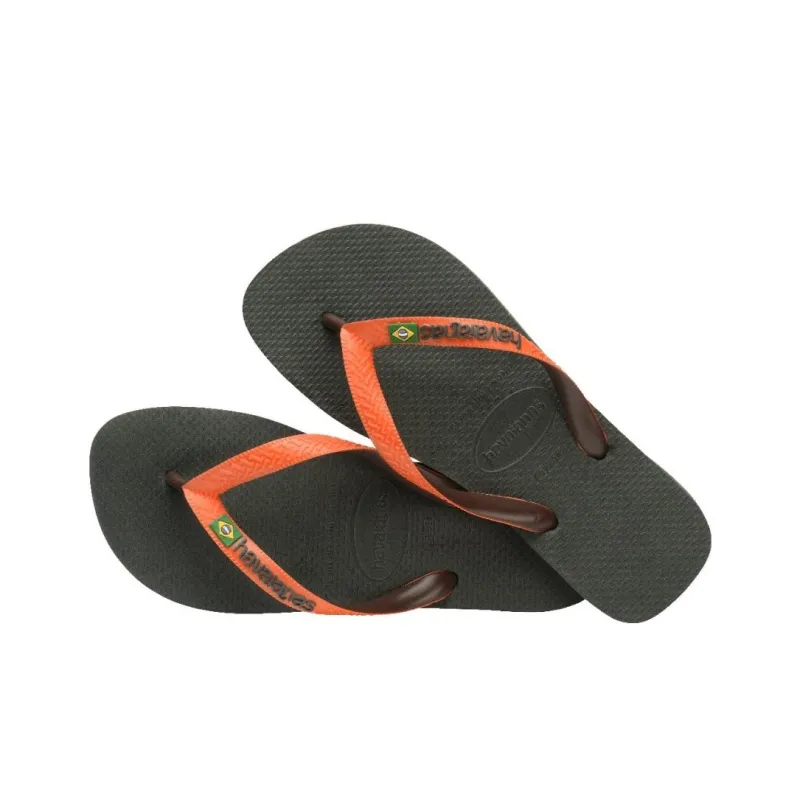 Havaianas Brasil Mi Rubber Sole Slip Resistant Flip Flops Women's Olive Green-3