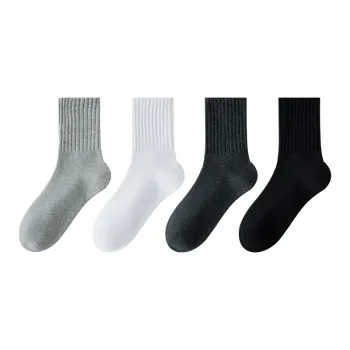 MIIOW Mid Calf Socks Men's 4 Pack Thickened Terry Mixed Color