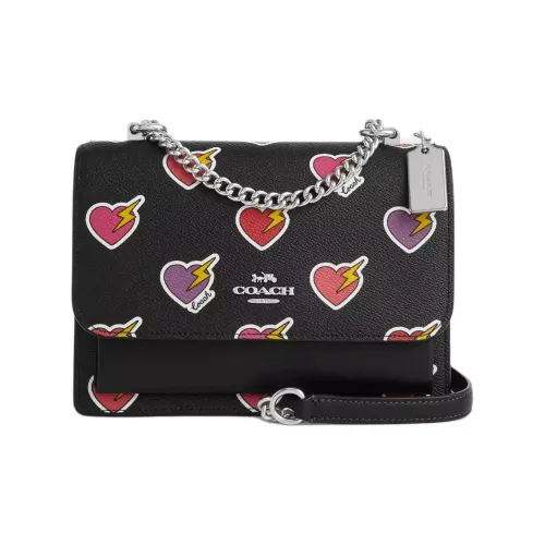 COACH Klare Coated Canvas Shoulder Bag, Crossbody Bag Trumpets Women's Novel Print & Silver & Black Multicolor
