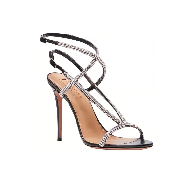 AQUAZZURA Moondust Sandal 105 Strap Sandals Women's Black-2