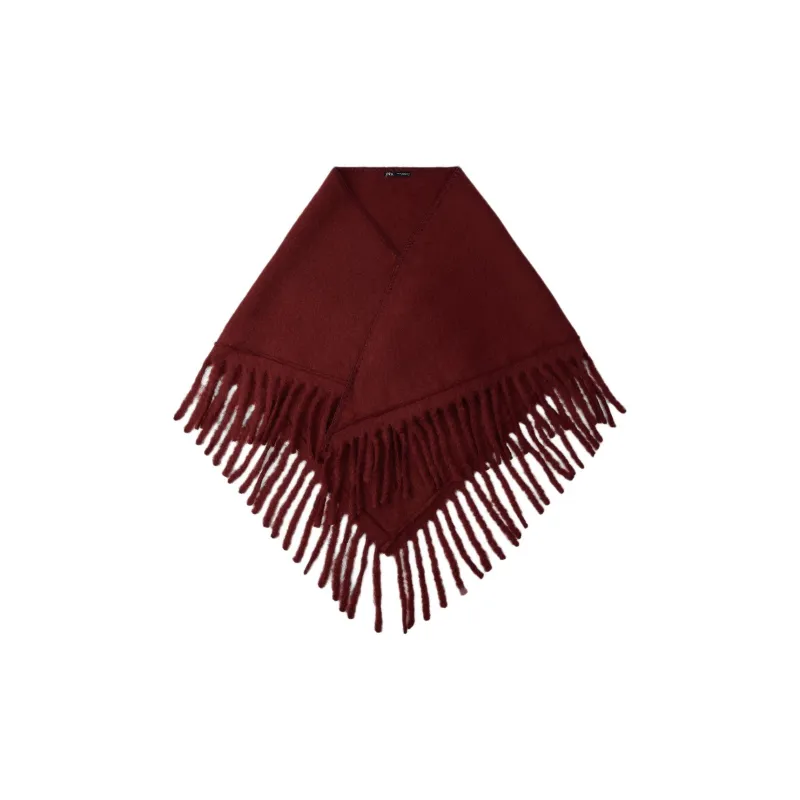 ZARA Acrylic Shawls Women's Red-0