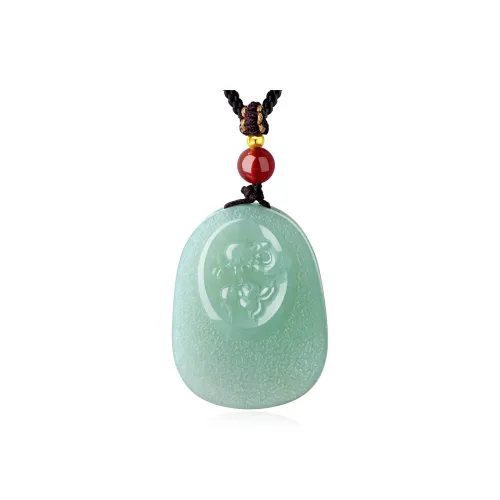 Lao Feng Xiang Hetian Jade Necklaces Green Jade Unisex