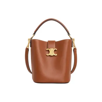 CELINE Cow Leather Bucket Bag, Handbag, Shoulder Bag, Crossbody Bag Small Size Women's Tawny