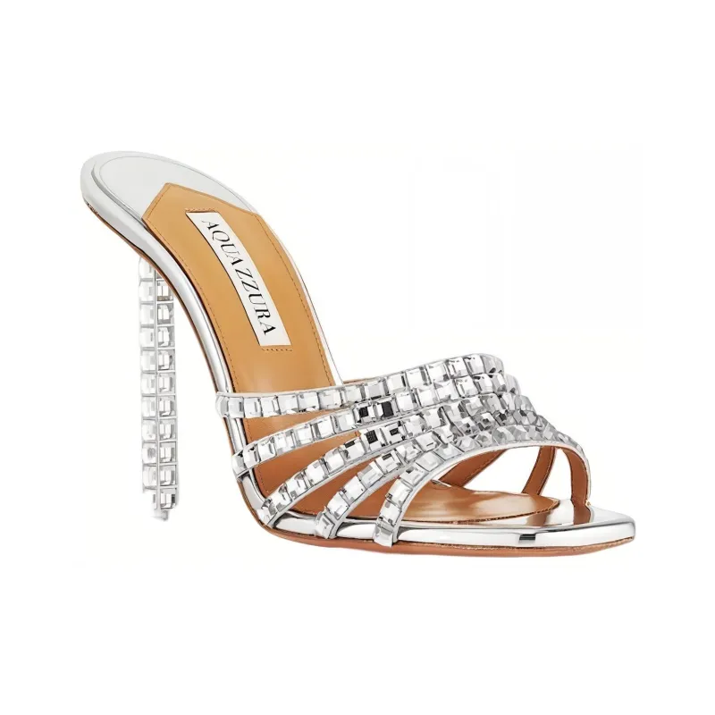 AQUAZZURA Tequila Crystal-embellished Mules-2