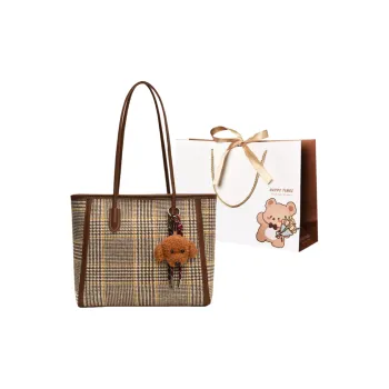 ERANGBEAR Canvas Canvas Bag Tote Shoulder Bag Regular Women's Brown Black Coffee
