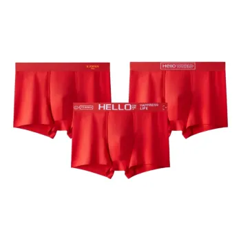 Qiao Ni Tong Underpants Men's 3 Pack Red