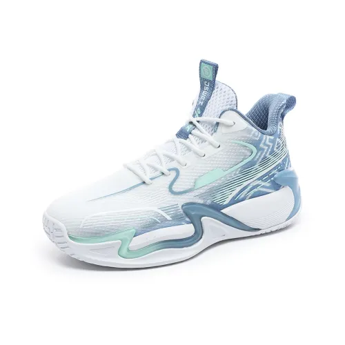 JSWEI Cushioned Slip Resistant Low Top Basketball Shoes Men's White Gray Blue