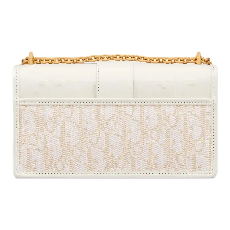 DIOR 30 Montaigne Cotton Shoulder Bag, Crossbody Bag Women's Milk White-3