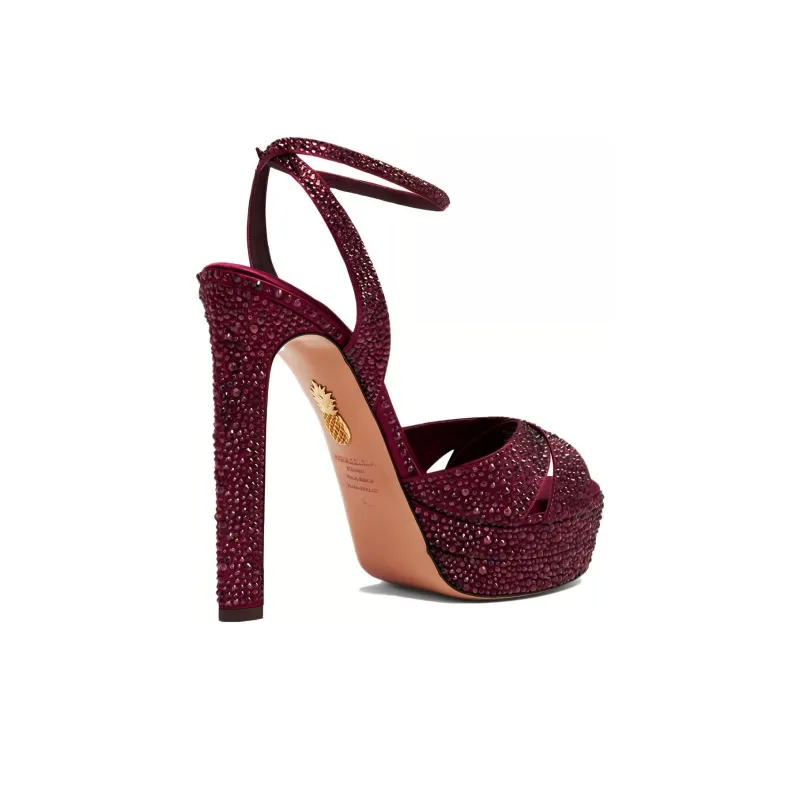 AQUAZZURA Divine Plateau 130mm Crystal-embellished Sandals-3