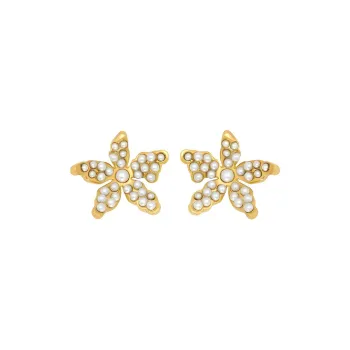 Oscar De La Renta Pavé Pearl Flower Earrings