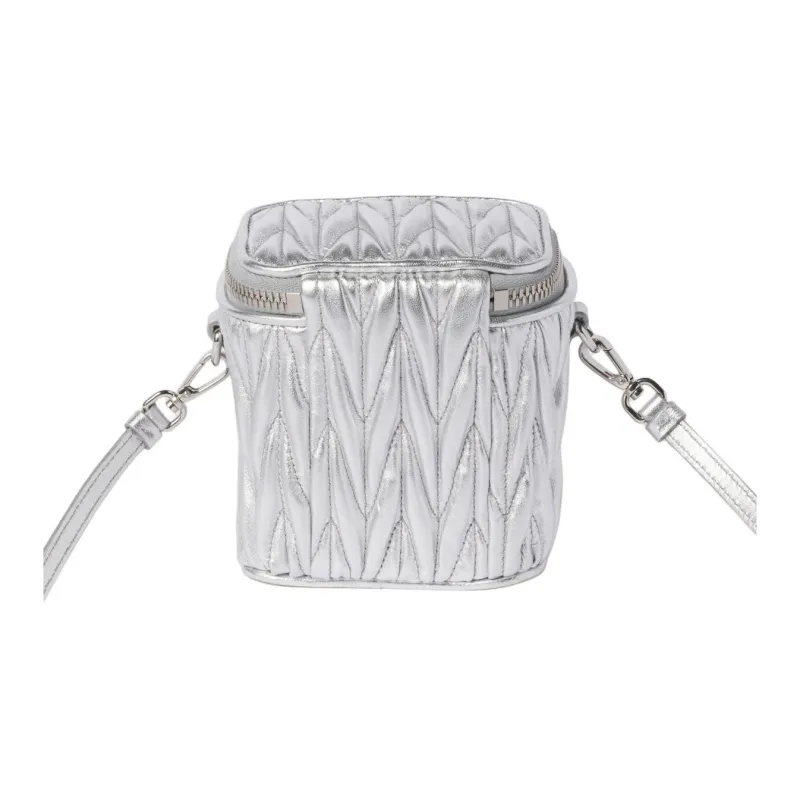 MIU MIU Matelassé Leather Shoulder Bag, Crossbody Bag Extra Mini Women's Silver-2