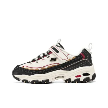 Skechers Anti Slip Wear Resistant Low Top Casual Shoes Black White Teenagers
