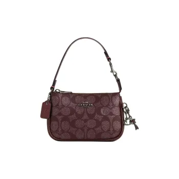 COACH Nolita Coated Canvas Handbag Shoulder Bag Mini Women's Wine-Colored
