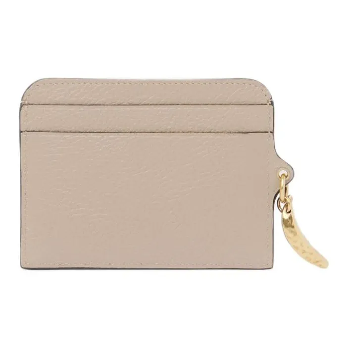 Chloe Grained Calfskin Card Holder Women's Brown-1