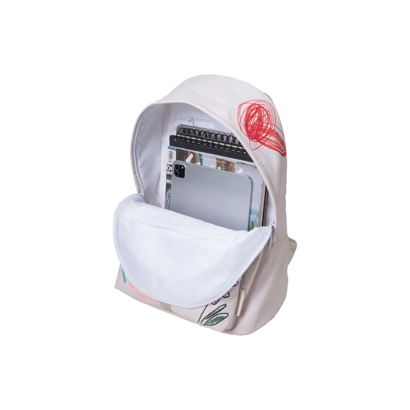 FINITE LOOP Recycled Material Student Backpack Regular Unisex Beige-3