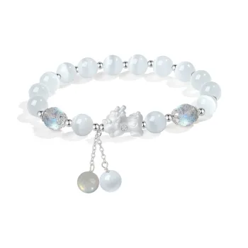 PUTUOSHANWENCHUANG Glass Cat Eye Bracelets Women's