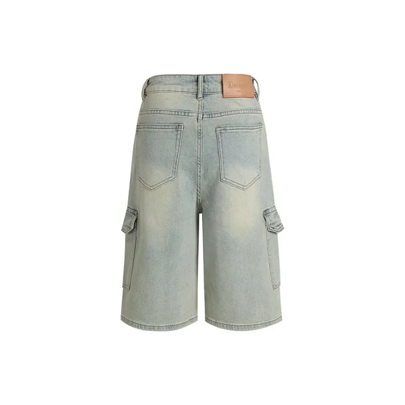 LIUREGALI Denim Shorts Women's Blue Yellow-1