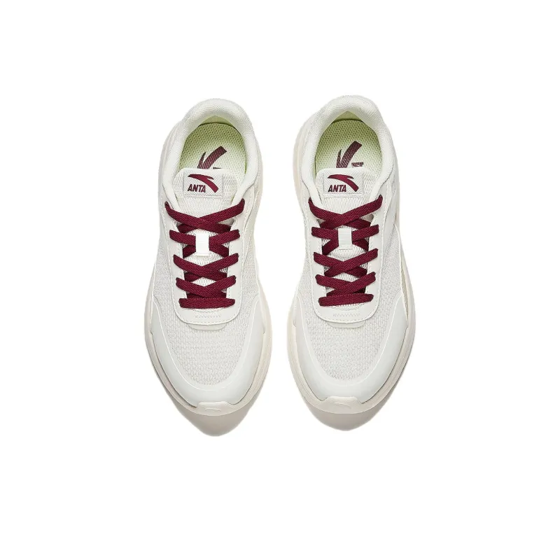 Anta Traveler GZ Anti-Slip Wear-Resistant Low-Top Casual Shoes Women's White Red-2