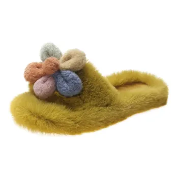 Meter Fuzzy Slippers Women's Fall And Winter Korean Style Slide Home Slippers