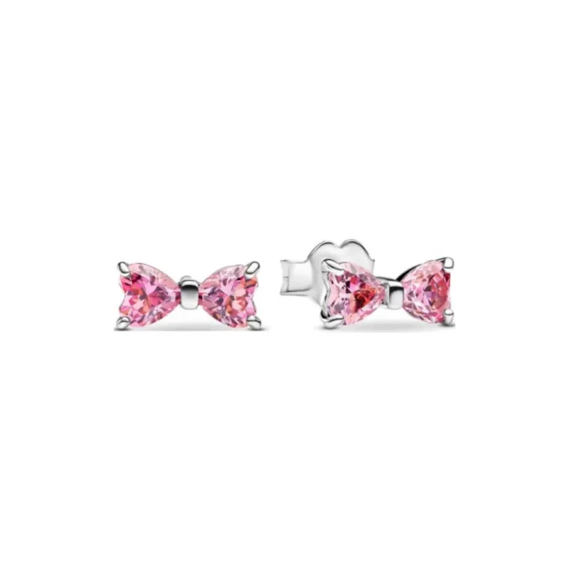 Pandora 925 Sterling Silver Stud Earrings Women's Pink-0