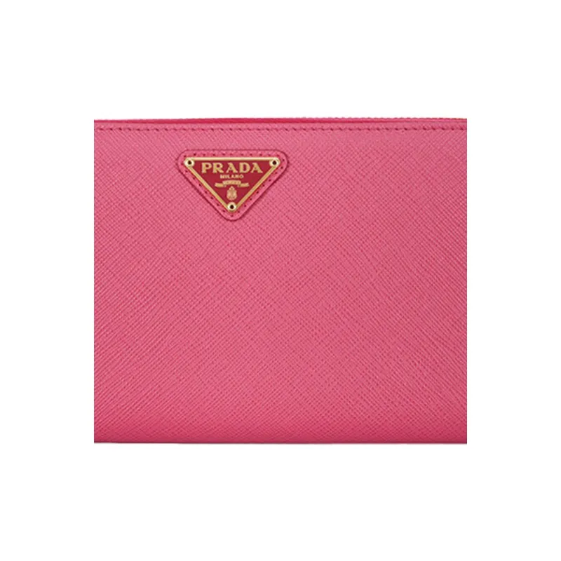 PRADA Cow Leather Clutches Wallets Women's Rose Red-4