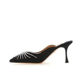 AQUAZZURA 75mm Crystal Embellished Satin Mules
